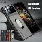 For Xiaomi Mix Fold 3 Sheepskin Leather Magnetic Ring Stand Holder Phone Case For Xiaomi Mix Fold4 2 Matte Lens Protection Cover 1