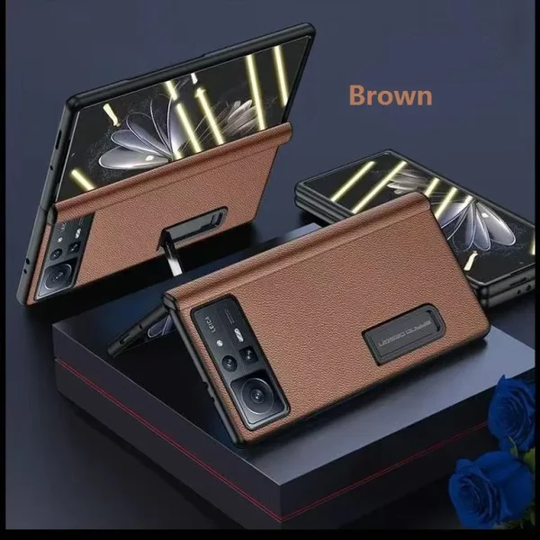Genuine Leather For Xiaomi Mix Fold 2 Case Magnetic Bracket Hinge Protective Film Screen Cover 8