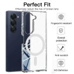 Magnetic Phone Case For Samsung Galaxy Z Fold 6 7 Clear Shockproof Cover Wireless Charging for Magsafe Shell For Z Fold7 Fold6 3