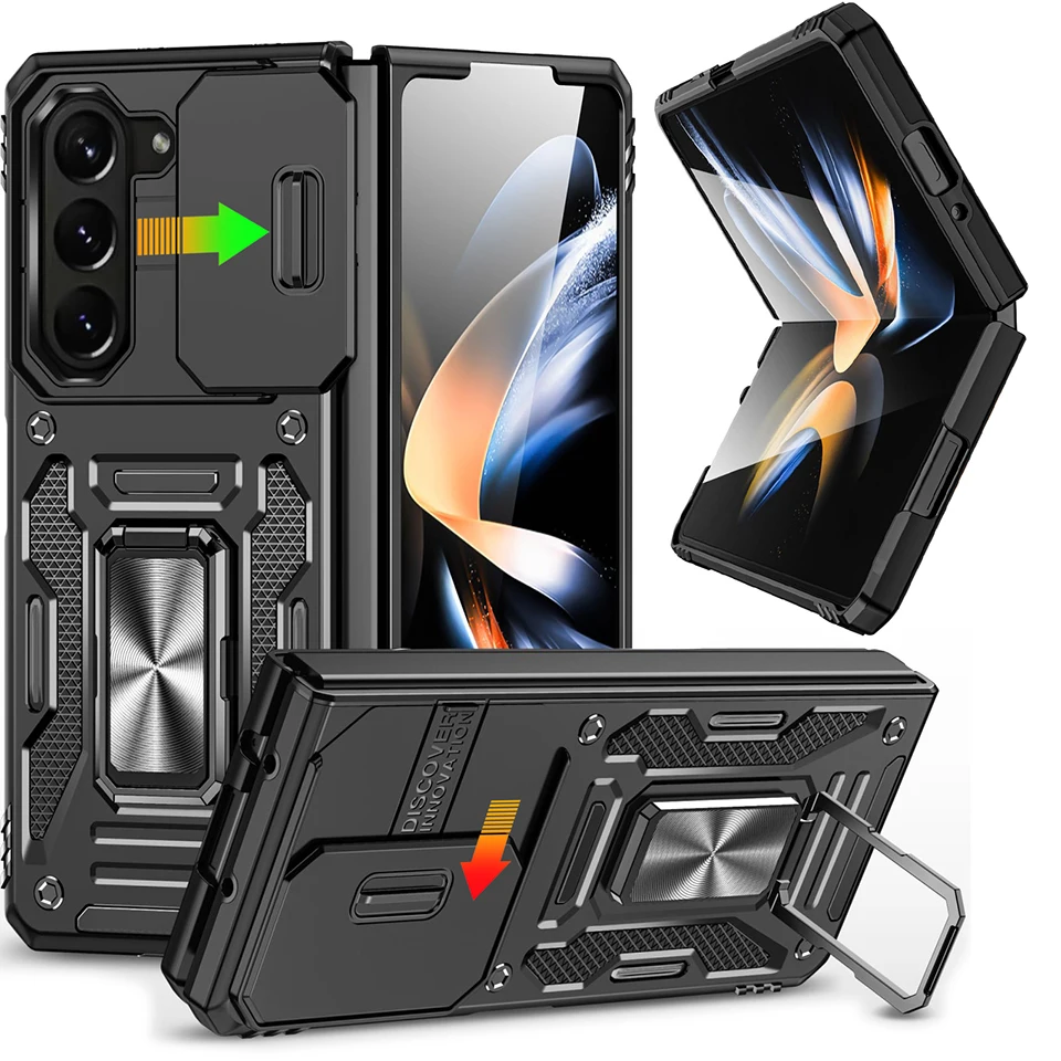 Shockproof Case for Samsung Z Fold 5 6 Magnetic Ring Holder Stand Back Slide Lens Cover for Galaxy ZFold Fold6 ZFold5 Fold5 5G 1