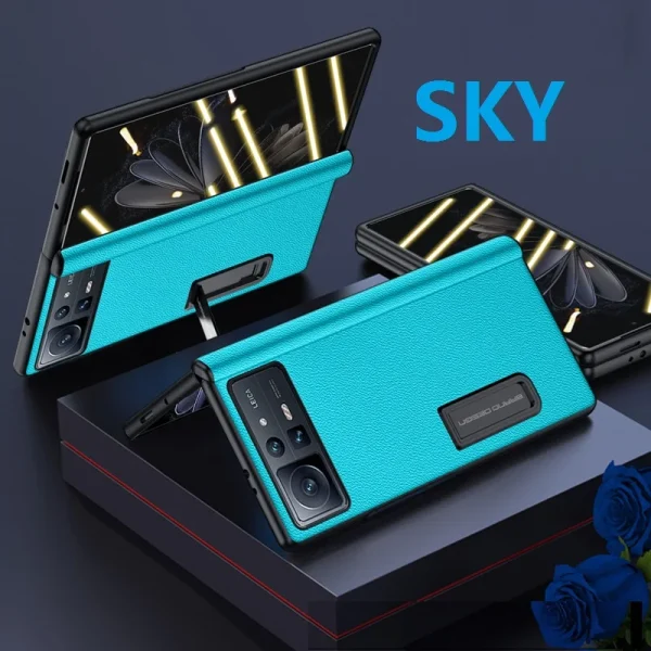 Genuine Leather For Xiaomi Mix Fold 2 Case Magnetic Bracket Hinge Protective Film Screen Cover 9