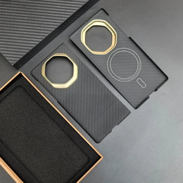 Original Carbon Fiber Phone Case for Huawei Mate XT Luxury Ultra-thin 600D Aramid Fiber Magnetic Metal Lens Guard Phone Cover 6