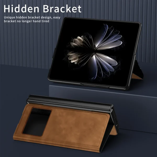 Luxury Leather Folding Case For Xiaomi Mix Fold 2 High-end Business Holster For Mi Mix Fold 2 With Hidden Bracket 1