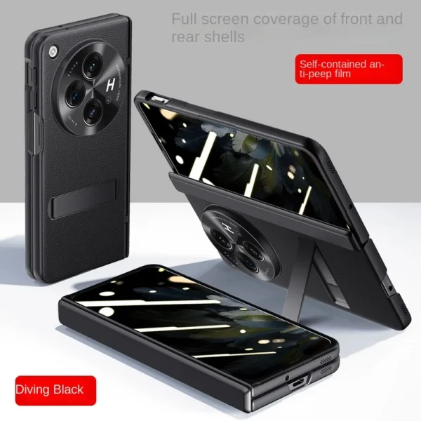 With Spring Hinged Privacy Screen Tempered Glass Protector Case For OnePlus Open 1 + Open All-inclusive PU Leather Holder Cover 12