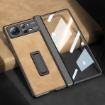Magnetic Hinge Frosted Leather Stand Case For Xiaomi Mi Mix Fold 2 Fold2 5G Case with Glass Protective Holder Shockproof Cover 3