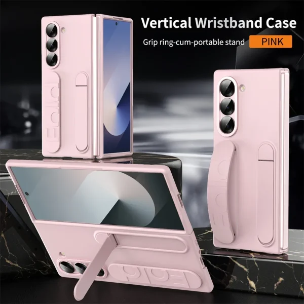 Luxury Wristband Invisible Bracket Case for Samsung Galaxy Z Fold 6 5 4 3 7 fold6 Hand Wrist Strap Folding Stand Silicone Cover 8