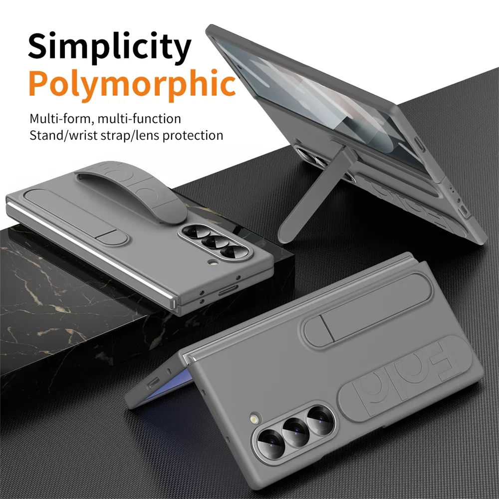 Luxury Wristband Invisible Bracket Case for Samsung Galaxy Z Fold 6 5 4 3 7 fold6 Hand Wrist Strap Folding Stand Silicone Cover 1