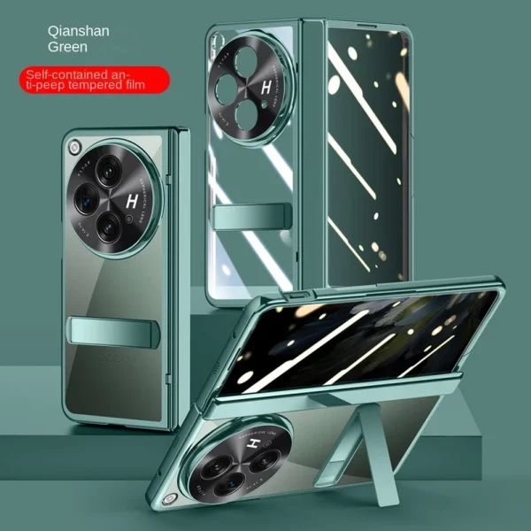 Transparent Privacy Screen Tempered Glass Protector Case For OnePlus Open 1 + Open Fold All-inclusive Spring Hinged Holder Cover 9