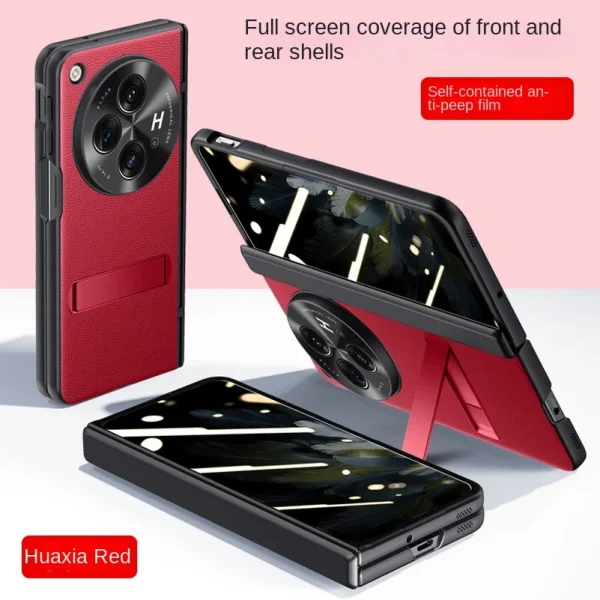 With Spring Hinged Privacy Screen Tempered Glass Protector Case For OnePlus Open 1 + Open All-inclusive PU Leather Holder Cover 11