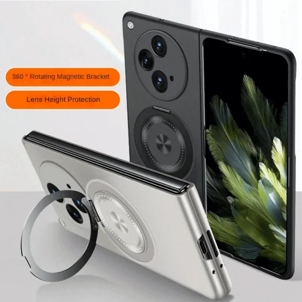 Rotatable Metal Bracket Holder Magnetic Attachment Ring Case For OnePlus Open Slim Hard Protect Cover 1